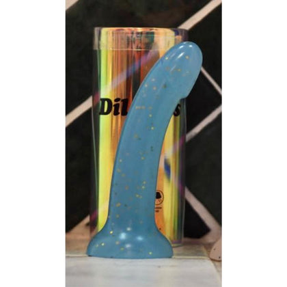 Dildolls Nightfall Liquid Silicone Curved Dildo - Model ND-14 - Unisex Vaginal and Anal Pleasure - Pastel Blue/Golden Stars