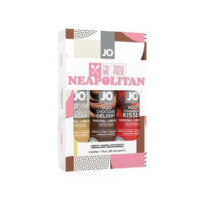 Jo Tri Me Triple Pack Neapolitan Flavored Lubricants for Sensual Pleasure - Water-Based, Mix and Match, Toy Friendly - Strawberry Kisses, Vanilla Cream, and Chocolate Delight - Model: Jo Tri  - Adult Naughty Store