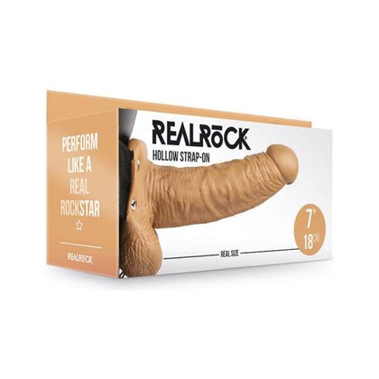 RealRock Hollow Strap-On with Balls 7 In. Mocha - The Ultimate Pleasure Enhancer for Unforgettable Intimate Moments - Adult Naughty Store