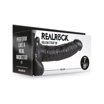 RealRock Hollow Strap-On with Balls 7 In. Chocolate - The Ultimate Pleasure Enhancer for All Genders