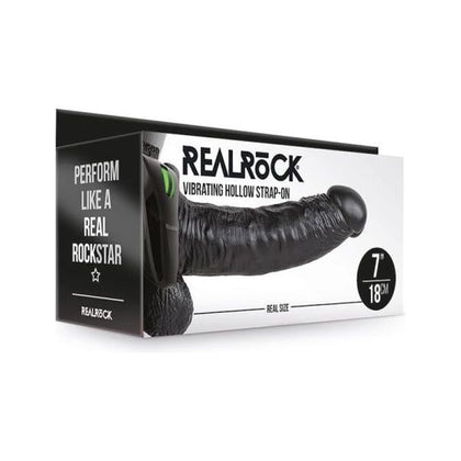 RealRock Vibrating Hollow Strap-On with Balls - Model 7, Chocolate - Enhance Intimate Pleasure and Performance for All Genders