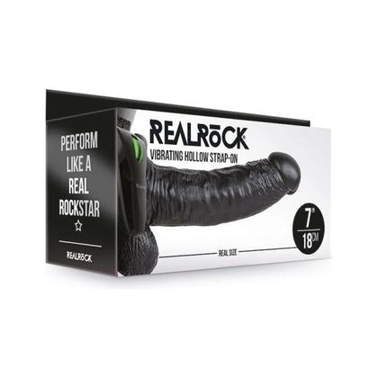 RealRock Vibrating Hollow Strap-On with Balls - Model 7, Chocolate - Enhance Intimate Pleasure and Performance for All Genders - Adult Naughty Store