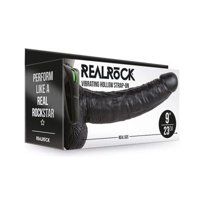 RealRock Vibrating Hollow Strap-On with Balls 9 Inch - Chocolate - Ultimate Pleasure for Him and Her