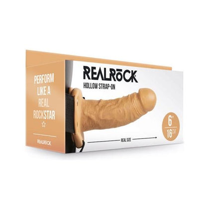 RealRock Hollow Strap-On 6 Inch Caramel - Enhance Your Intimate Moments with Unparalleled Comfort and Pleasure - Adult Naughty Store