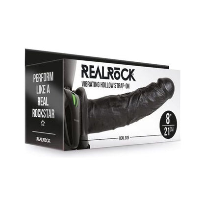 RealRock Vibrating Hollow Strap-On Without Balls 8 In. Chocolate - The Ultimate Pleasure Companion for Enhanced Intimacy - Adult Naughty Store