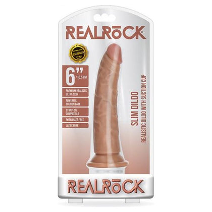 RealRock Slim Realistic Dildo with Suction Cup 6 In. Caramel - The Ultimate Pleasure Companion for Intense G-Spot Stimulation - Adult Naughty Store