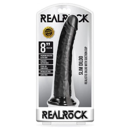 RealRock Slim Realistic Dildo with Suction Cup 8 In. Chocolate - The Ultimate Pleasure Experience for Women - Adult Naughty Store