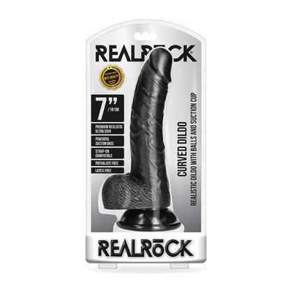 RealRock Curved Realistic Dildo with Balls and Suction Cup 7 In. Dark - The Ultimate Pleasure Experience for Intense G-Spot Stimulation and Lifelike Sensations