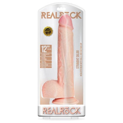 RealRock Straight Realistic Dildo with Balls and Suction Cup 12 In. Light - The Ultimate Pleasure Experience for All Genders - Adult Naughty Store