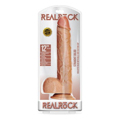 RealRock Straight Realistic Dildo with Balls and Suction Cup - Model T12 Tan - Ultimate Pleasure for Men and Women - Adult Naughty Store