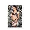 Vibes UV Reactive Print Bralette & Cheeky Panty Set - Why U Trippin'? - Women's Lingerie - Model VBT-001 - Black - L/XL - Adult Naughty Store