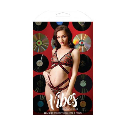 Vibes So Juicy Strappy Bralette & Panty M-l Black - Women's Intimate Pleasure Set - Adult Naughty Store