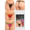 Vibes Trippy Vibes Pack 3-Piece Lace Thong Panty Set for Women - Seductive Black, Red, and Pink - O/S - Adult Naughty Store