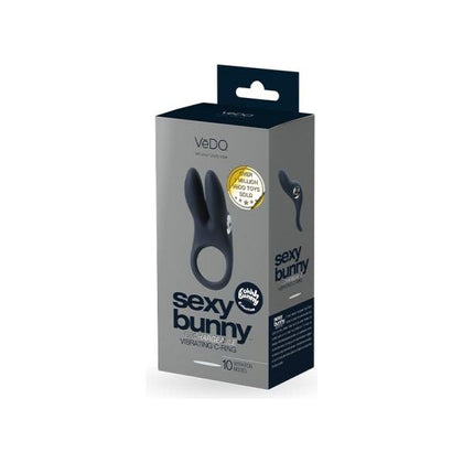 Vedo Sexy Bunny Rechargeable Vibrating C-ring Black Pearl - Adult Naughty Store