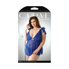 Curve Zara Mesh Babydoll Set with Shoulder Ties & Matching Panty - Model ZMB-1X2X, Women's Intimate Lingerie for Sensual Comfort and Seduction - Blue, Plus Size 1X-2X - Adult Naughty Store