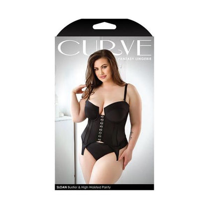 Curve Sloan Cropped Bustier with Molded Cups & High-Waisted Panty 1X-2X Black - Sensational Intimates for Women's Seductive Delights