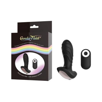 Buzz Anal Vibe With Remote - Gender Fluid Silicone Black - Model BV-123