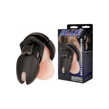 Blue Line Silicone Chastity Cage Black - The Ultimate Secure and Comfortable Male Chastity Device for Long-Term Pleasure Control