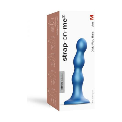 Strap-On-Me Dildo Plug Balls M Metallic Blue - Versatile Pleasure for All Genders and Sensations - Adult Naughty Store