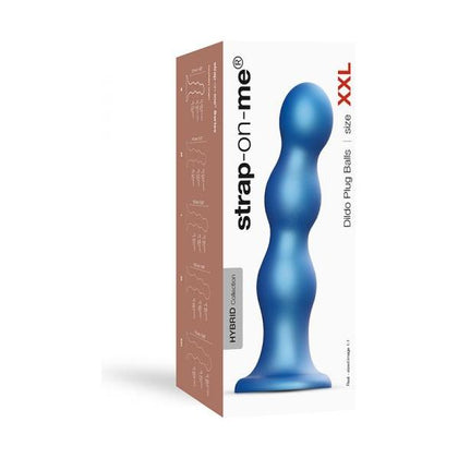 Strap-On-Me Dildo Plug Balls Metallic Blue XXL - Ultimate Pleasure for All Genders, Vaginal and Anal Stimulation - Model DPB-XXL