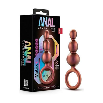 Anal Adventures Matrix Beaded Loop Plug Copper - The Ultimate Copper Delight for Sensational Anal Pleasure - Adult Naughty Store