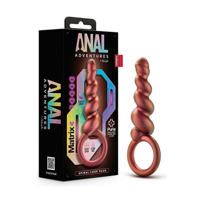 Anal Adventures Matrix Spiral Loop Plug - Copper: The Ultimate Copper-Colored Silicone Anal Plug for Sensational Pleasure