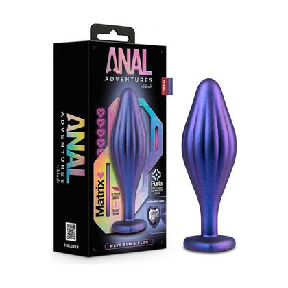 Anal Adventures Matrix Wavy Bling Plug Sapphire - The Ultimate Pleasure Experience for All Genders!
