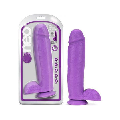 Introducing the Neo 11 Inch Dual Density Dildo - The Ultimate Pleasure Experience for All Genders in Neon Purple