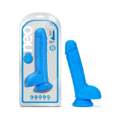 Neo 9 Inch Dual Density Dildo - Model N9DB-NEO - For All Genders - Lifelike Pleasure - Neon Blue - Adult Naughty Store