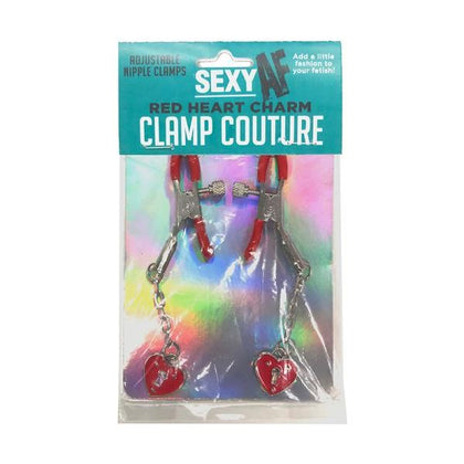 Little Genie Sexy Nipple Clamps - Red Hearts - Intimate Pleasure Toy for Women - Model NG-NC001