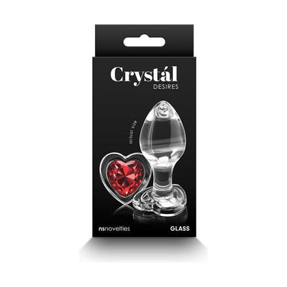 Crystal Desires Red Heart Medium Glass Butt Plug for Passionate Stimulation - Model CD-RH-M