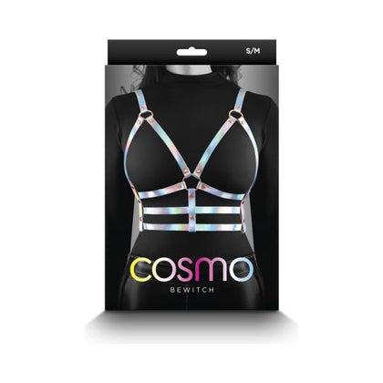 Cosmo Harness Bewitch S/m: Stylish Rose Gold Chest Harness for Sensual Pleasure - Model CSH-001 - Unisex - Enhance Your Intimate Encounters - Black Vinyl - Adult Naughty Store