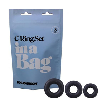 Introducing the SensaSilk™ In A Bag C-ring Set Black: The Ultimate Silicone Cock Ring Collection for Enhanced Pleasure and Performance - Adult Naughty Store