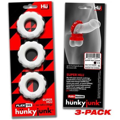 HunkyJunk SuperHuj 3-Pack Cockrings - Ultimate Pleasure Enhancing Rings for Men - Model SH-3P-WI