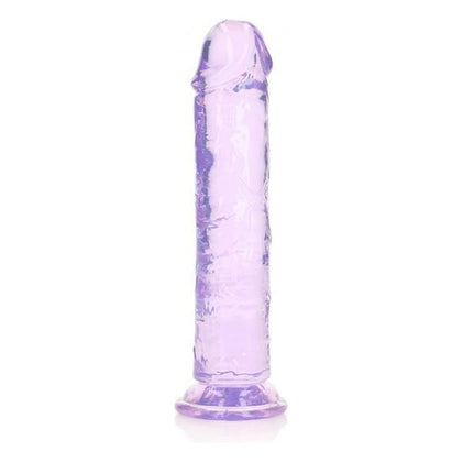 Realrock Crystal Clear Straight 8-Inch Dildo Without Balls - Purple, Unisex Anal and Vaginal Pleasure Sex Toy