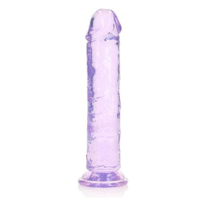 Realrock Crystal Clear Straight 8-Inch Dildo Without Balls - Purple, Unisex Anal and Vaginal Pleasure Sex Toy - Adult Naughty Store