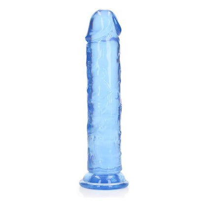 Realrock Crystal Clear Straight 8 In. Dildo Without Balls - Blue, Phthalate-Free, Latex-Free, Body-Safe, Non-Porous