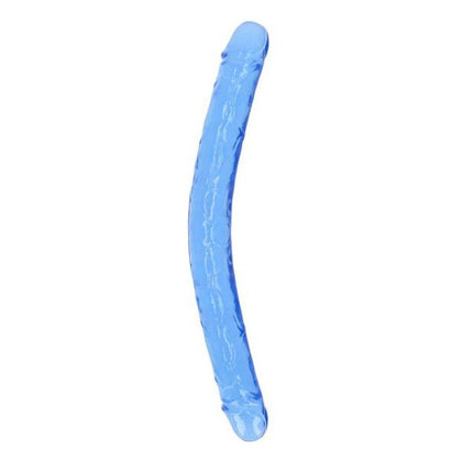 RealRock Crystal Clear Double Dong 18 In. Dual-Ended Dildo Blue - Ultimate Pleasure for Both Genders in Crystal Clear Elegance