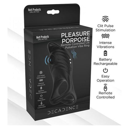 Decadence Pleasure Porpoise Cock Ring-Clit Stimulator With Remote Control - Adult Naughty Store