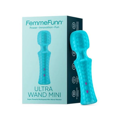 Femmefunn Ultra Wand Mini Turquoise - Powerful Waterproof Silicone Vibrator for Intense Pleasure in a Travel-Sized Package