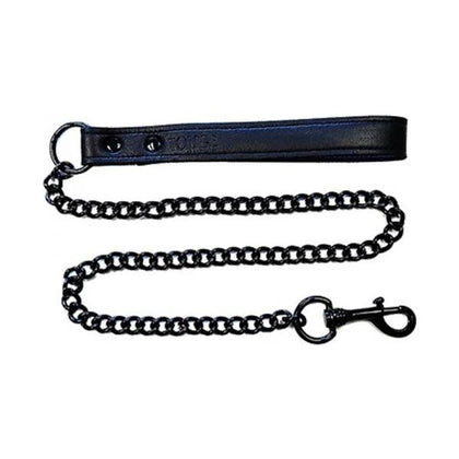 Luxury Leather Lead Black with Black Metal Chain and Trigger Hook - Model X123, Unisex BDSM Sex Toy for Pleasurable Bondage Play