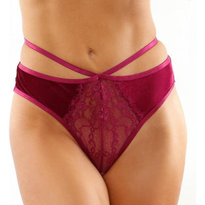 Bottoms Up Kalina Velvet Strappy Cut-out Thong With Keyhole Back - Magenta, S-M