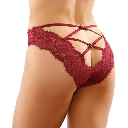 Bottoms Up Ivy Lace Bikini Panty With Lattice Cut-out Back - Model 123XL - Women's Garnet Lingerie - Size L-XL