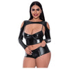 Magic Silk Liquid Onyx Camisole, Longsleeve Shrug & Short Set - Black Queen - Women's Erotic Lingerie - Model LS206 - Seductive Bedroom Play - Plus Size - Adult Naughty Store