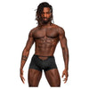 Male Power Magnificence Collection Mini Short Black M - Sensual Microfiber Underwear for Men, Cutout Window, Metal Grommets, Plush Elastic Waistband - Size M - Adult Naughty Store