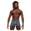 Male Power Inter-Mingle Mini Short Blue S - Men's Contour Pouch Low-Cut Waist High-Cut Legs Full-Rear Coverage Lingerie - Adult Naughty Store