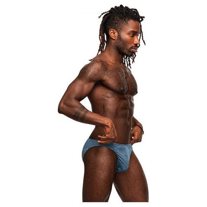 Male Power Inter-mingle Moonshine Blue Jock Brief L-XL - Men's Sensual Contour Pouch Lingerie - Adult Naughty Store