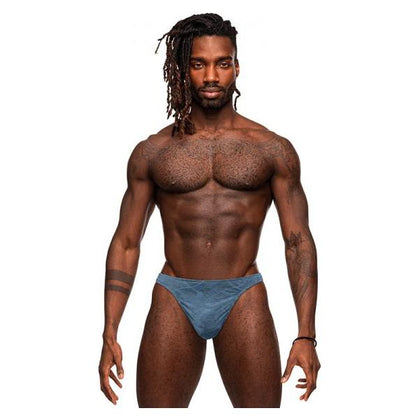 Male Power Inter-Mingle Bong V Thong Blue L-XL: Sensational Men's Contoured Pouch Intimatewear for Enhanced Pleasure - Model MP-IMBVTH-BL-LXL