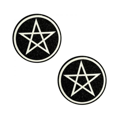 Neva Nude Pasty Wicca Black Glitter - Glittery Black Wicca Nipple Pasties for Women - Model: NN-WIC-BLK - Enhance Your Intimate Moments with Style - Size: 2.75