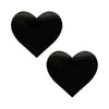 Neva Nude Black Wet Vinyl Dom Squad Heart Nipztix Pasties - Sexy Metallic Lingerie for Women - Model: NN-DSH-001 - Intimate Pleasure Accessories - Size: 3 inches wide by 2.5 inches - Adult Naughty Store